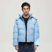 GXG 经典蓝色系列 冬季简约男士短款连帽羽绒服外套