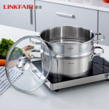 LINKFAIR凌丰 304不锈钢锅蒸锅家用加厚蒸笼电磁炉煤气通用 26*10cm单层蒸锅 1层 26cm