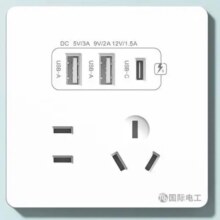 PLUS会员：fdd 国际电工 双USB插座面板 五孔2.1A双USB+type-c