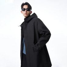 PLUS会员：JACK&JONES 杰克·琼斯 风衣外套男 黑色E40