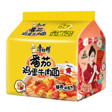 PLUS会员：康师傅方便面 经典番茄鸡蛋牛肉面袋面*5
