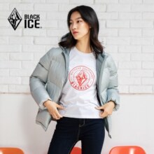 黑冰（BLACKICE）女短款连帽650+蓬户外加厚防风保暖羽绒服MG0589209F D 灰蓝 XS