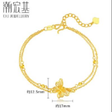 20点：潮宏基 足金5G黄金手链 花韵蝴蝶  约4.25g