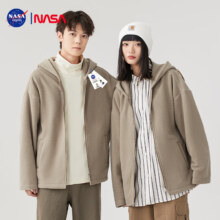 Plus会员:NASA GOOD 连帽摇粒绒夹克 卡其