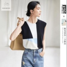 DUIBAI 对白 不对称撞色背心式无袖针织衫