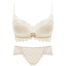 Glambody MAGIC NATURAL LINE内衣女小胸聚拢无钢圈夏季薄款收副乳甜美蕾丝文胸套装682268 香槟色套装 32/70A