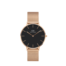 丹尼尔惠灵顿（DanielWellington）DW流金表男女同款36mm金边简约黑色表盘金属表带送男友DW00100303
