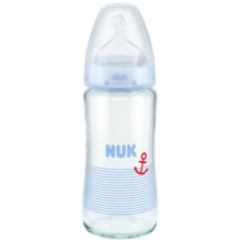 NUK宽口径玻璃奶瓶 新生儿奶瓶 款式随机 蓝色/ 240ml 配成长中圆孔奶嘴