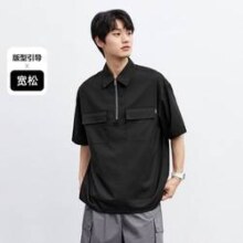 PEACEBIRD MEN 太平鸟男装 半拉链宽松翻领男式Polo衫 BWDBD284389