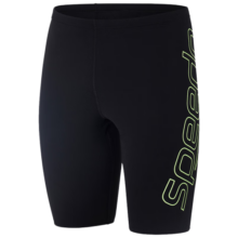 速比涛（Speedo）男士泳裤标志印花舒适抗氯及膝泳裤男 812416C712 黑色/绿色 36