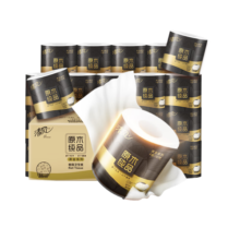 清风 卷纸原木黑金有芯卷纸卫生纸卷筒纸巾压花4层110克30卷家用厕所