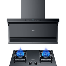PLUS会员：Midea 美的 顶侧双吸 高压水洗变频 超薄近吸烟灶套装 DC7+Q318P天然气