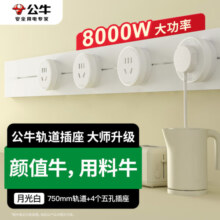公牛（BULL）明装轨道插座 大师可移动滑轨插座 750mm+4个五孔 白色 GN-GB3
