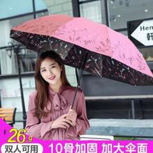 双人加大号雨伞折叠太阳伞女防紫外线防晒黑胶耐用晴雨伞两用加厚