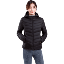 雅鹿轻薄服女短款简约时尚新款冬季白鸭绒学生外套女AS 黑色-连帽 2XL (120-130斤)