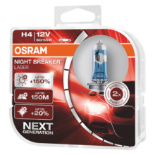 欧司朗（OSRAM）新激光夜行者H4汽车大灯远近光卤素灯增亮150% 2支装  12V 60/55W