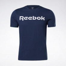 Reebok锐步官方男子TEE黑色室内健身印花运动训练圆领短袖T恤 GN5378_藏青色 A/L