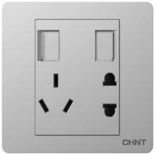 正泰（CHNT）开关插座墙壁面板家用86型五孔插座双USB电源插座2100mA幻银灰