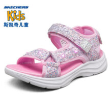 Skechers斯凯奇女童包头凉鞋夏季童鞋儿童公主鞋婴儿魔术贴闪灯鞋302965L