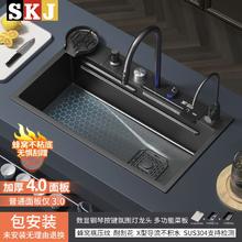 百亿补贴：SKJ 水可节 德国SKJ厨房水槽SUS304家用不锈钢手工特厚一体洗菜盆全套一整套