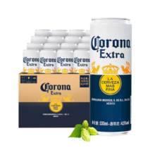 科罗娜（CORONA）墨西哥啤酒品牌 科罗娜啤酒 拉格啤酒黄啤 330ml*24听 整箱露营酒 科罗娜 330mL 24罐