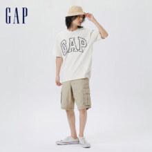PLUS会员、京东百亿补贴：Gap 撞色LOGO 情侣圆领短袖 544465 白色/藏青