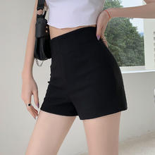 BONAS 宝娜斯 打底裤小黑短裤女夏外穿薄款小个子防走光打底安全裤百搭西装 黑色