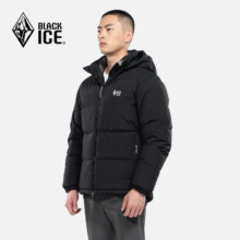 黑冰（BLACKICE）秋冬男士户外防风连帽短款鹅绒700蓬羽绒服经典款天枢PLUS 黑色 XXXL