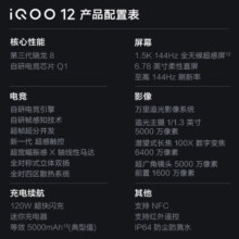 vivo iQOO 12 12GB+256GB传奇版 第三代骁龙 8 自研电竞芯片Q1 大底主摄潜望式长焦 5G手机