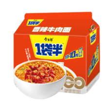 首购、PLUS：今麦郎方便面泡面袋装 一袋半大面块速食宵夜 香辣牛肉味五连包131g*5袋