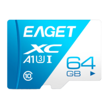 plus会员、概率劵：EAGET 忆捷 T1 蓝白卡 Micro-SD存储卡 64GB（UHS-I、V30、U3、A1
