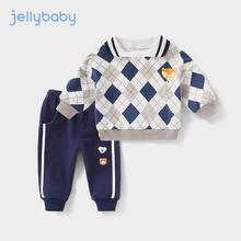 JELLYBABY 春季童装两件套 宝蓝格 110