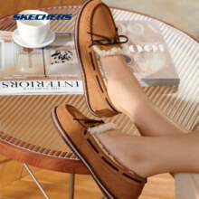 斯凯奇（Skechers）秋冬季豆豆鞋女毛绒一脚蹬乐福鞋平底棉鞋女32782 CSNT栗色 38