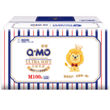 奇莫Q-MO皇家至柔纸尿裤M100片(6-11kg)电商装尿不湿中号薄透能吸