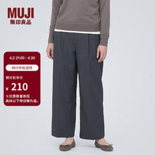 MUJI 無印良品 无印良品（MUJI）女式 里起毛 抽褶宽版裤 休闲裤 裤子 长裤 女款秋季 BE1PTC3A 炭灰色 M(160/66A)