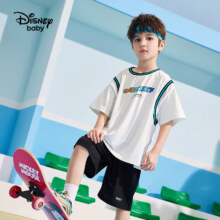 puls会员：迪士尼（Disney）儿童短袖速干 潮篮球服 本白-男童 130cm