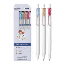三菱（uni）UMN-S-05小浓芯按动中性笔 uni-ball one冬季限定系列 0.5mm办公手账彩色学生考试用签字笔 3支装
