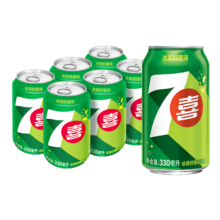 PLUS会员、需首购：百事可乐 7喜7up 柠檬味汽水 碳酸饮料 330ml*6听*6件