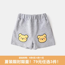 嘟嘟家 婴儿短裤夏日外穿薄款宝宝休闲裤夏装韩版男童裤子宽松wp 灰色 100