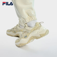 PLUS会员:FILA 斐乐 鱼刺1S+女鞋厚底老爹鞋 秋摩登休闲鞋 奶白/米色