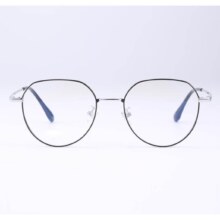 普莱斯  成品光学近视眼镜 黑银-合金 1.56万新防蓝光镜片(50-300度)