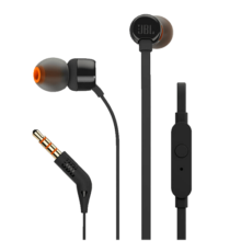 JBL T110 立体声入耳式耳机耳麦 运动耳机 电脑游戏耳机 手机有线耳机带麦可通话 T110 黑色