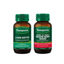 汤普森Thompson's 排毒养颜套装（奶蓟草护肝片60粒+葡萄籽120粒）加班熬夜 应酬常备 保护肝脏