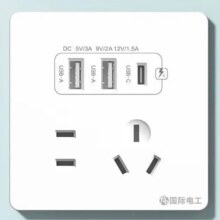 再降价、PLUS会员：fdd 国际电工 双USB插座面板 五孔2.1A双USB+type-c