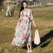 子牧棉麻 女士碎花连衣裙 Z24XH006388