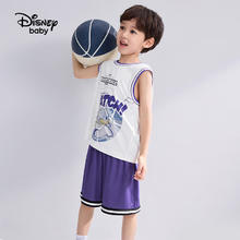 Disney 迪士尼 童装儿童男童网眼速干背心套装运动中裤两件套24夏DB321XE02白110