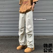 物质公式 工装裤夏季美式宽松防水薄款冲锋裤机能降落伞休闲长裤子