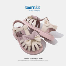 TEENMIX 天美意 童鞋女童凉鞋2024夏季包头女宝宝沙滩鞋小孩公主鞋子 紫色 33码