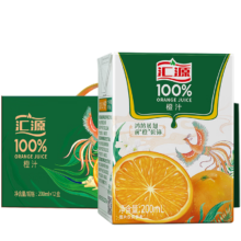 plus会员、限地区：汇源 无添加纯果汁维生素c饮料 礼盒100%橙汁200ml*12盒 整箱礼盒