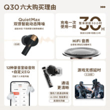 万魔（1MORE）Q30 真无线蓝牙耳机 42db主动降噪 30H长续航 蓝牙5.3游戏运动音乐耳机 周杰伦代言 【空间音效】黑色